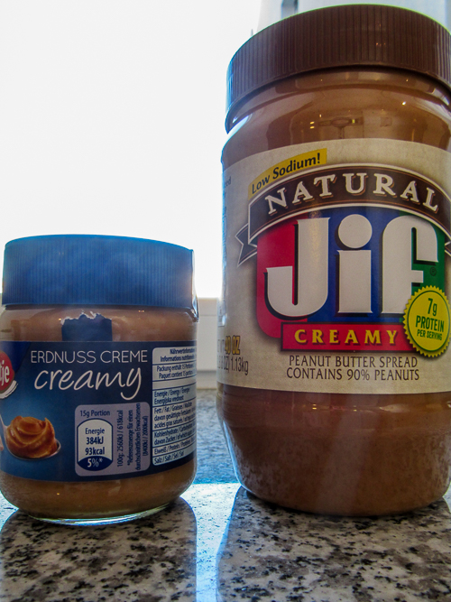 German vs. American peanut butter sizes. | Going Grocery Shopping in Germany.