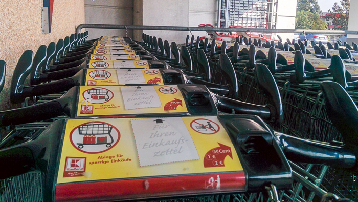 Shopping carts at Kaufland. | Going Grocery Shopping in Germany.